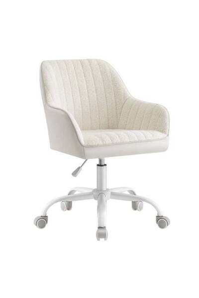 SONGMICS Office Swivel Chair Sherpa Faux Leather Foam Padding Height Adjustab...