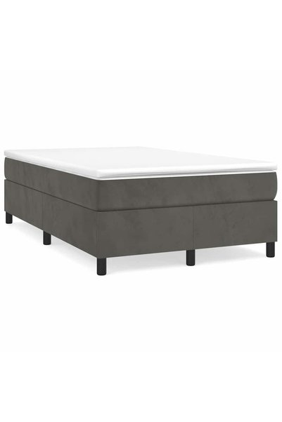 Syfax Pat box spring cu saltea, gri închis, 120x200 cm, catifea