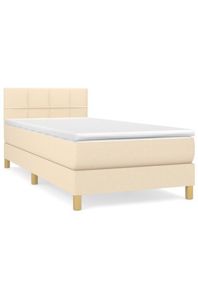 Syfax Somieră tip box cu saltea, crem, 90x190 cm, textil