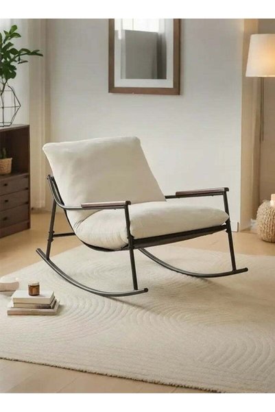 Generic Brand XiuWoo Modern Accent Chair Arm Chair Rocking Chair with Metal F...