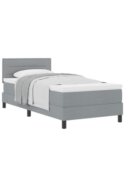 Syfax Pat cu arcuri cu headboard Gri deschis 90 x 200 cm țesătură