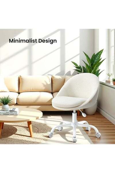 SONGMICS Office Chair Makeup Chair Cotton Linen Blend, Desk Chair Foam Paddin...
