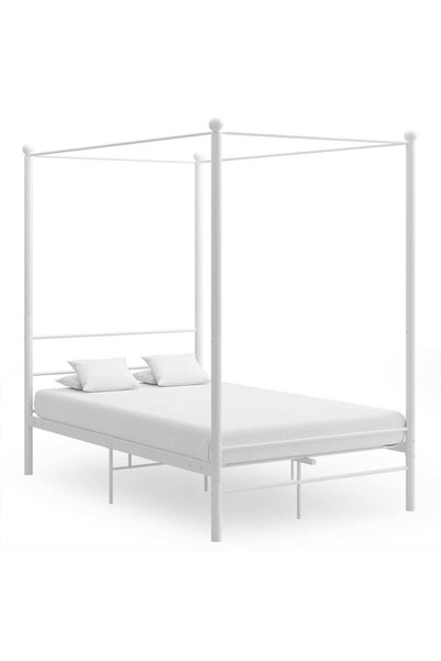 Syfax Cadru de pat cu baldachin, alb, 120x200 cm, metal
