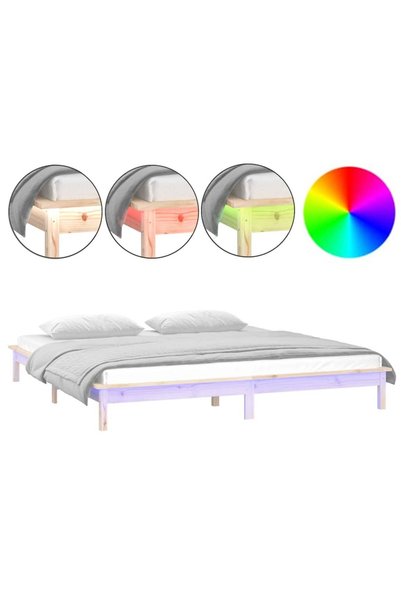 Syfax Cadru de pat LED Super King Size, 180x200 cm, lemn masiv