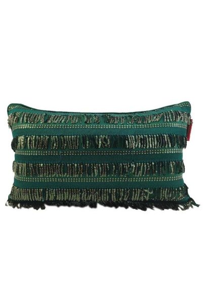 Generic Brand Ramsha Dark Green Shiny & Sparkling Polyester Cushion Cover wit...