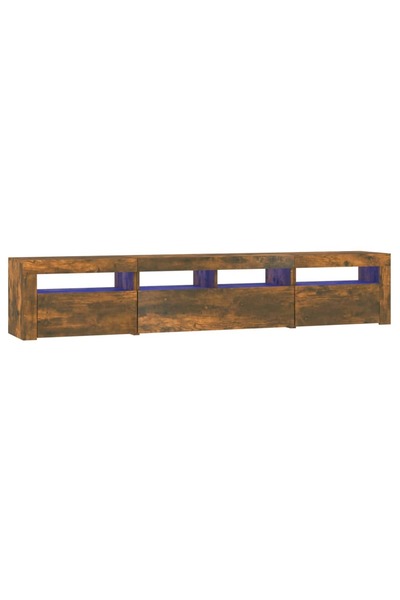 Syfax Comodă TV cu lumini LED, stejar fumuriu, 210x35x40 cm