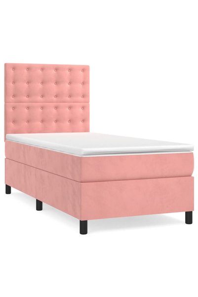 Syfax Pat box spring cu saltea, roz, 80x200 cm, catifea