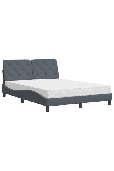 Syfax Pat cu saltea, gri închis, 140x200 cm, catifea