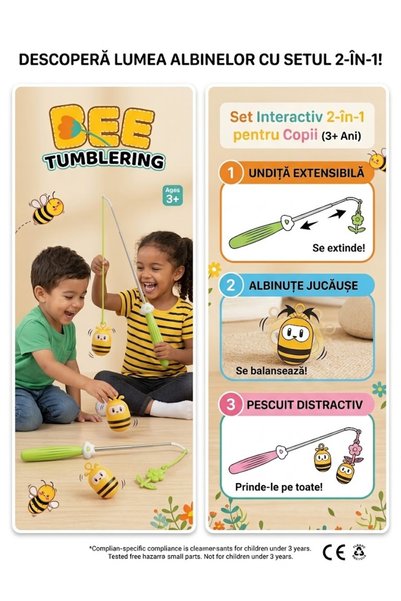 Generic Brand Set Interactiv 2-în-1 "Bee Tumbler & Joc de Pescuit"