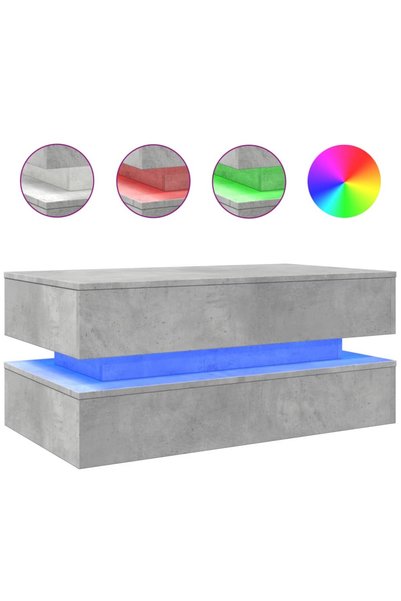 Syfax Măsuță de cafea cu lumini LED, gri beton, 90x50x40 cm