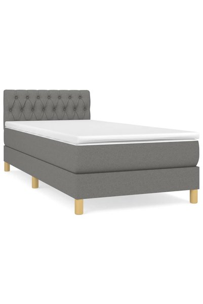 Syfax Pat box spring cu saltea, gri închis, 90x190 cm, textil