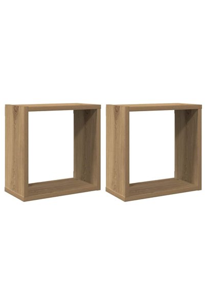 Syfax Rafturi de perete cub 2 buc. stejar artizanal, 30x15x30 cm lemn