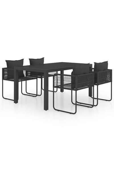 Syfax Set mobilier de grădină, 5 piese, negru, ratan PVC