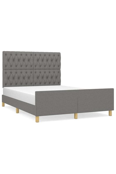 Syfax Cadru de pat fără saltea, gri închis, 140x200 cm, textil