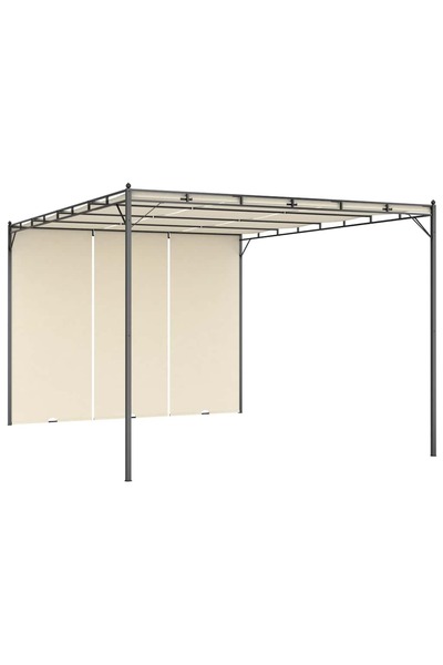 Syfax Pavilion de grădină cu perdea laterală, crem, 4 x 3 x 2,25 m