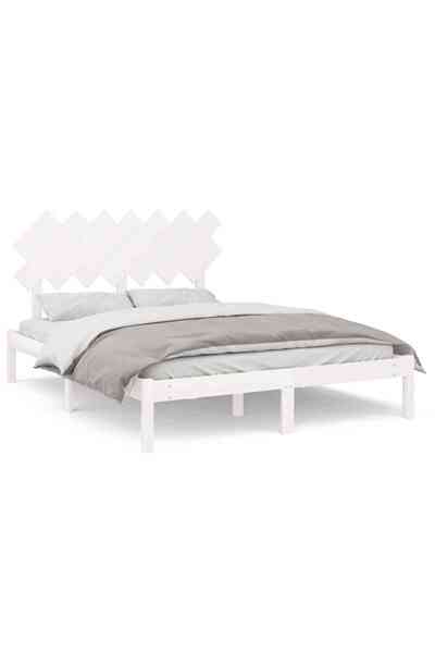 Syfax Cadru de pat, alb, 140x190 cm, lemn masiv