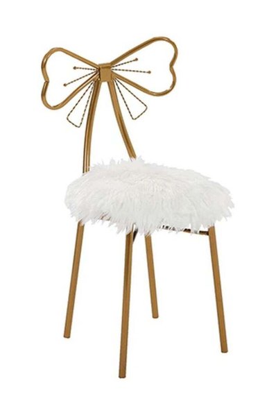 Generic Brand HOME TASTE Nordic Butterfly Makeup Chair - Gold, Soft Wool, Iro...