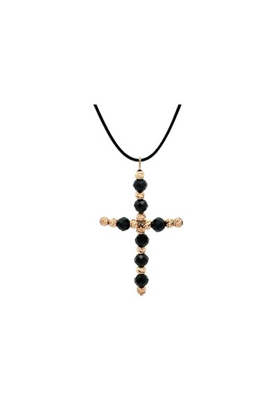 Ermara Jewelry Choker cu cruce, cu sfere și spinel din aur de 14k