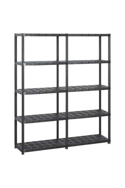 Syfax Raft de depozitare cu 5 polițe, negru, 142x38x170 cm, plastic