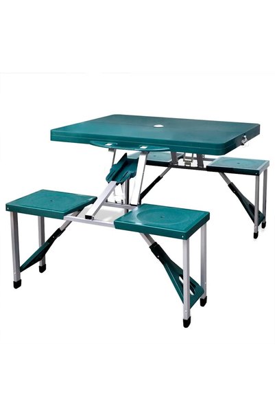 Syfax Set camping masă/4 scaune pliabile, verde deschis, aluminiu