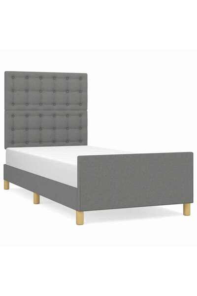 Syfax Cadru de pat cu tăblie, gri închis, 90x200 cm, textil