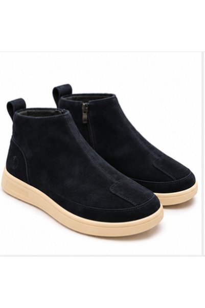 Meto Men's 100% Egyptian Handmade Suede Leather Boot - Dark Navy - Light Rubb...