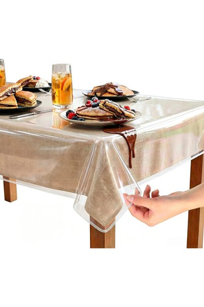 GENERAL Square Clear PVC Tablecloth, Heavy Hemmed Edge 100% Waterproof Oil-Pr...
