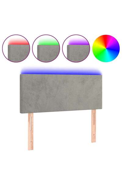 Syfax Tăblie de pat cu LED, gri deschis, 90x5x78/88 cm, catifea