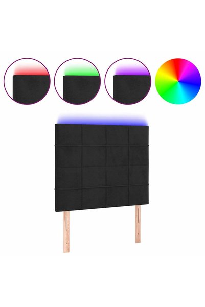 Syfax Tăblie de pat cu LED, negru, 90x5x118/128 cm, catifea