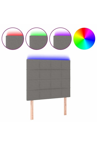 Syfax Tăblie de pat cu LED, gri închis, 100x5x118/128 cm, textil