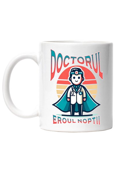 INOVATIX Cana alba personalizata,Barbat Cu Pelerina Super Erou Doctor Doctoru...