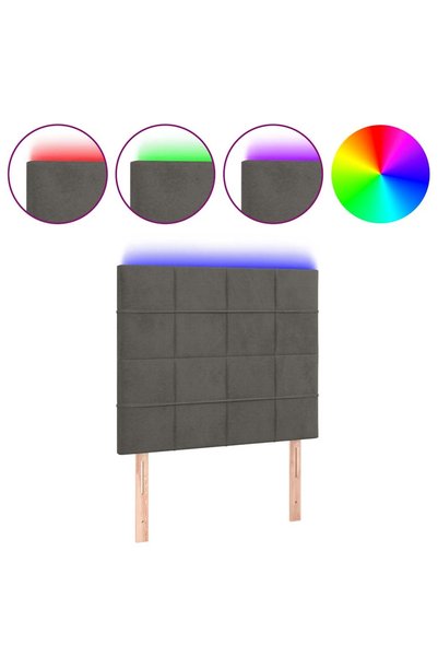 Syfax Tăblie de pat cu LED, gri închis, 80x5x118/128 cm, catifea
