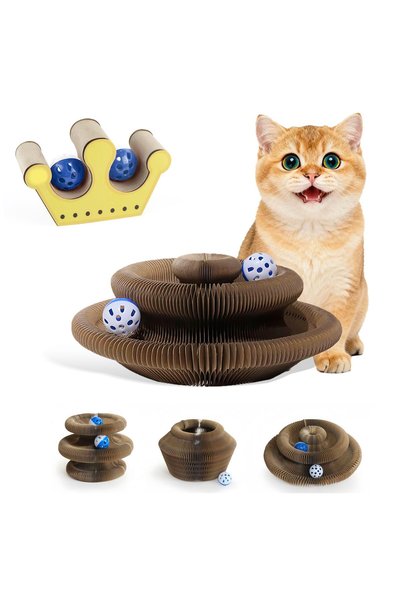 TERRIFI Cat Scratching Board Accordion Foldable Scratching Cocoon for Cats, C...
