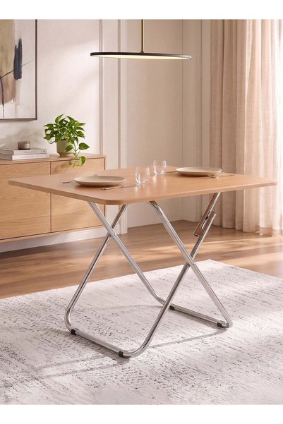 Taimi طاولة طعام مربعة قابلة للطي، أبعادها 90 × 90 × 74 سم، تصميم موفر للمساح...