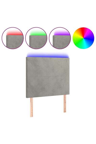Syfax Tăblie de pat cu LED, gri deschis, 80x5x118/128 cm, catifea