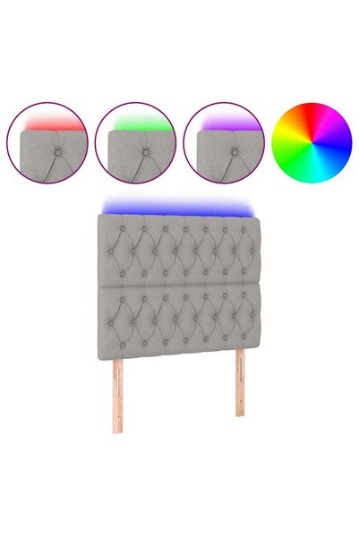 Syfax Tăblie de pat cu LED, gri deschis, 100x7x118/128 cm, textil