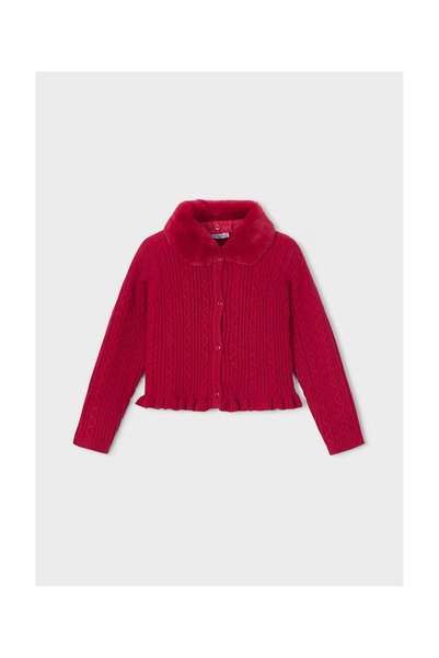 MAYORAL Rebeca Knit-Collar Fur-Trimmed Coat for Girls