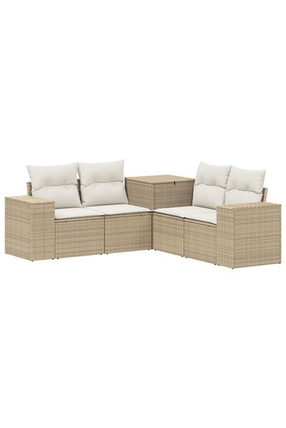 Syfax Set de canapea 5 buc. Bej și alb crem 200 x 200 x 85 cm