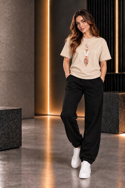 clothes 33 T-SHIRT AND SWEATPANTS 2-PIECE SET—LIGHTWEIGHT SUMMER SWAN-PRINTED...