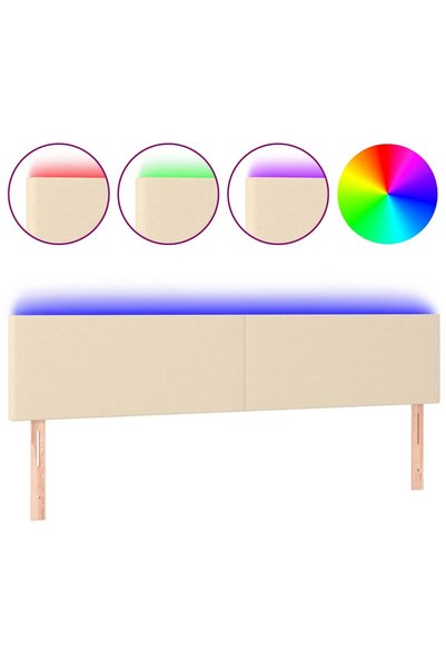 Syfax Tăblie de pat cu LED, crem, 160x5x78/88 cm, textil