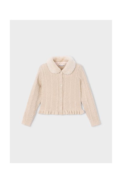 MAYORAL Rebeca Knit-Collar Fur-Trimmed Coat for Girls