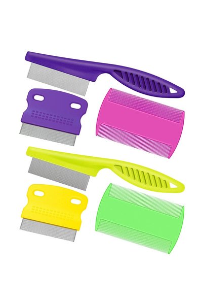 TERRIFI 6 Pack Flea and Lice Comb for Dogs and Cats, Stainless Steel Double S...