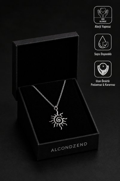 ALCONDZEND 316L Çelik Paslanmaz Kararmaz Gümüş Renk Güneş Model Kadın Kolye -...