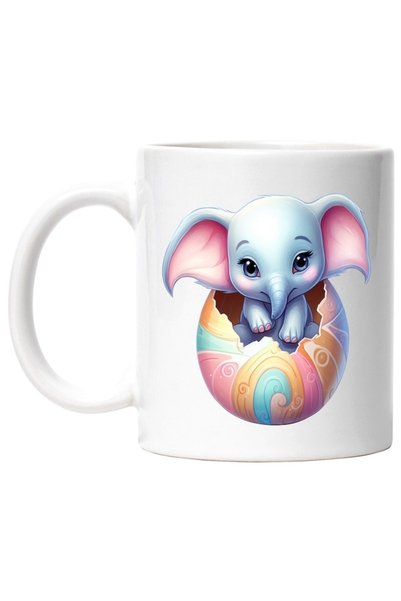 INOVATIX Personalized white mug, a little elephant coming out of a broken egg...