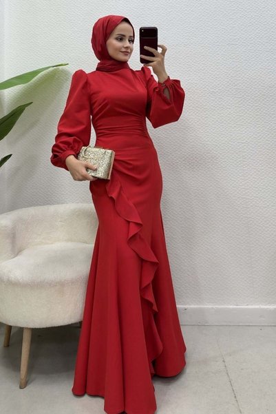 Şule Giyim Nadide Evening Dress Red