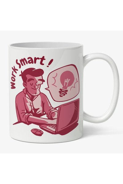 INOVATIX Cana alba personalizata,Om Stand La Birou La Laptop, Work Smart,Inte...
