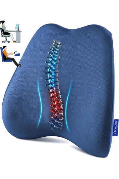 Oxsaytee وسادة دعم أسفل الظهر زرقاء، وسادة ظهر شبكية قابلة للتنفس