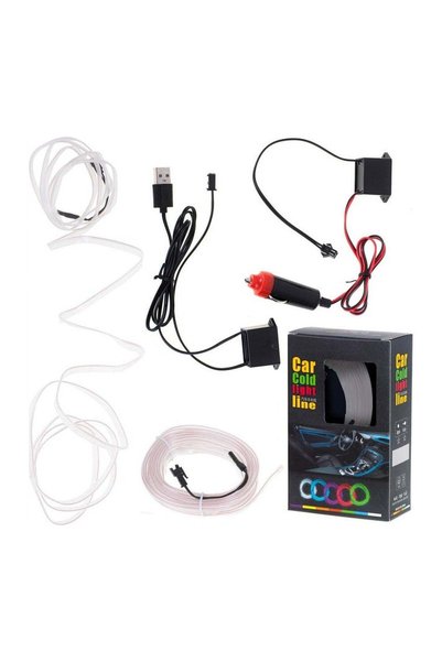 Generic Kit Bandă LED Auto cu Fir Neon, Lumină Ambientală de 1 m sau 3 m, Ali...