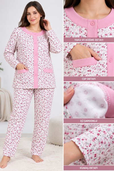 yula store طقم بيجاما شتوي مريح للنساء من AYSUN TEKSTİL، بأكمام طويلة، مزين ب...