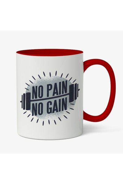 INOVATIX Cana alba personalizata, Motivatinal No Pain No Gain,Gantera Cu Greu...